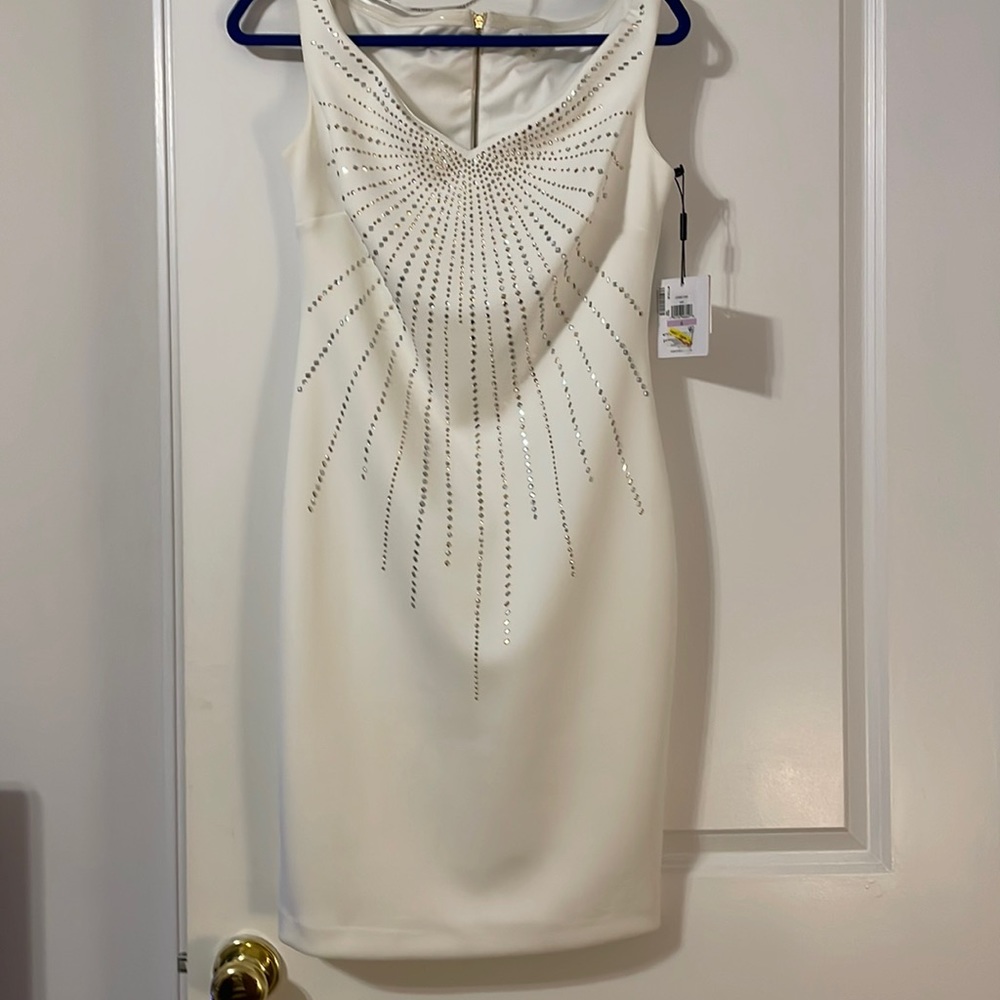 Calvin Klein Cream Dress with Rhinestones